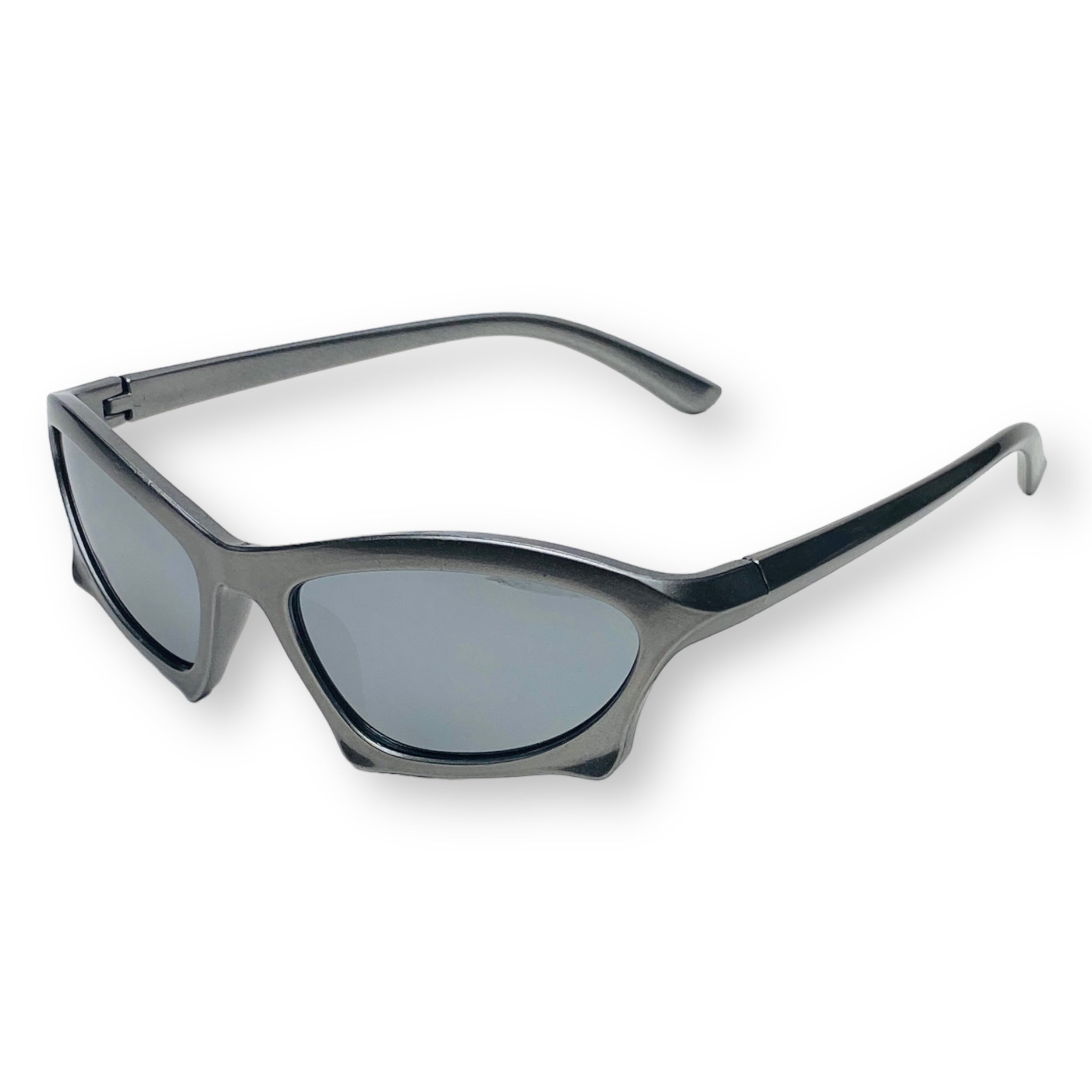 METALIC GREY Y2K GLASSES