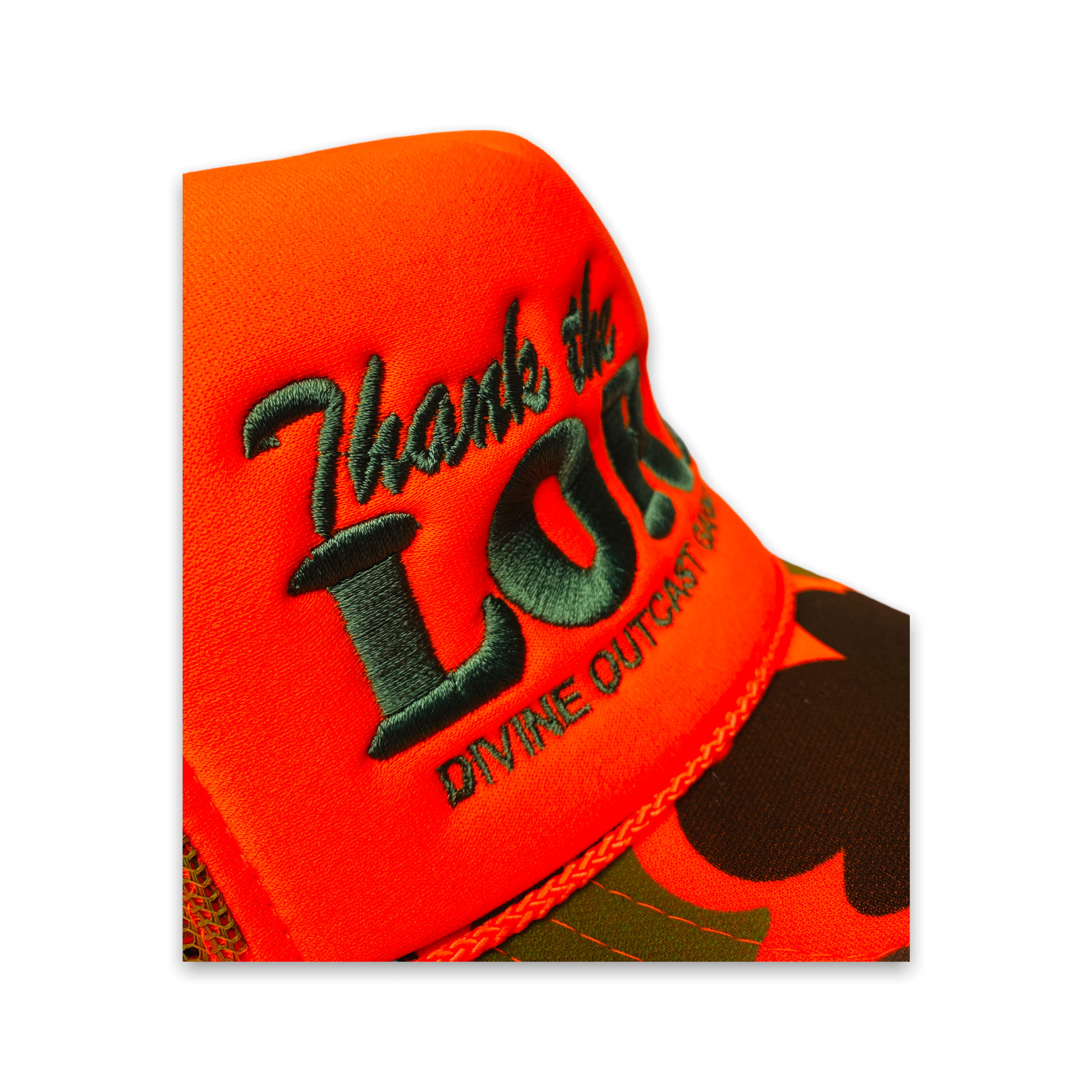 THE "THANK THE LORD" CAMO ORANGE TRUCKER