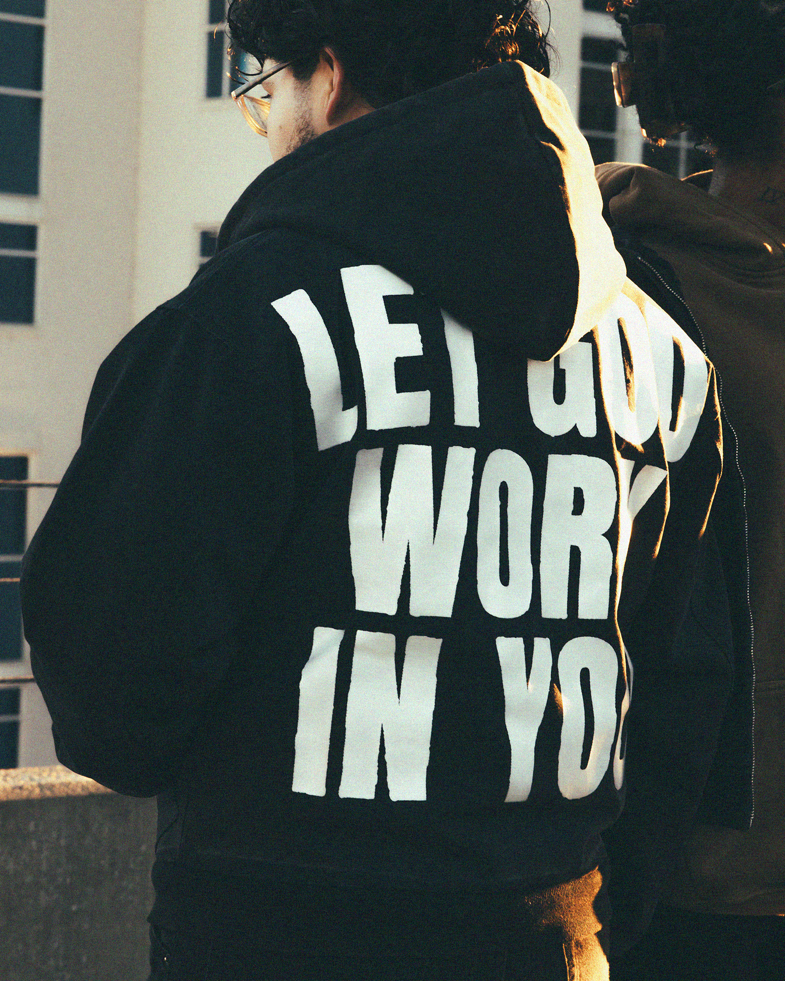 "LET GOD WORK" CANVAS ZIP-UP (BLACK)