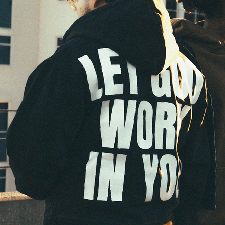 "LET GOD WORK" CANVAS ZIP-UP (BLACK)