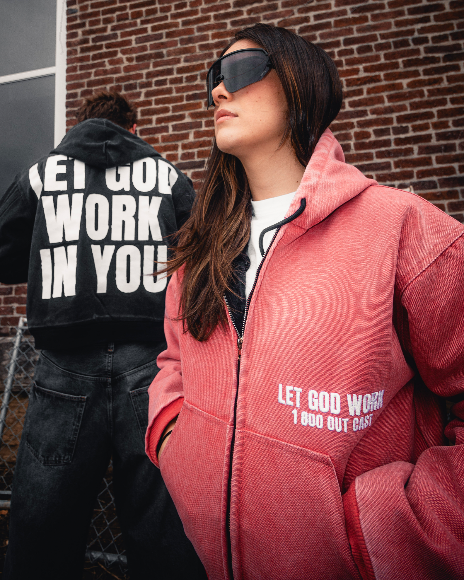 "LET GOD WORK" CANVAS ZIP-UP (BLACK)