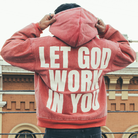 "LET GOD WORK" CANVAS ZIP-UP (PINK)