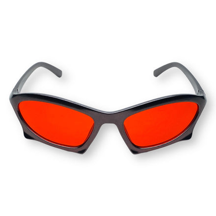 METALIC GREY AND RED Y2K GLASSES