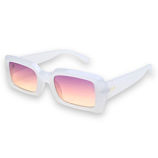 WHITE GRADIENT RECTANGLE FRAME GLASSES